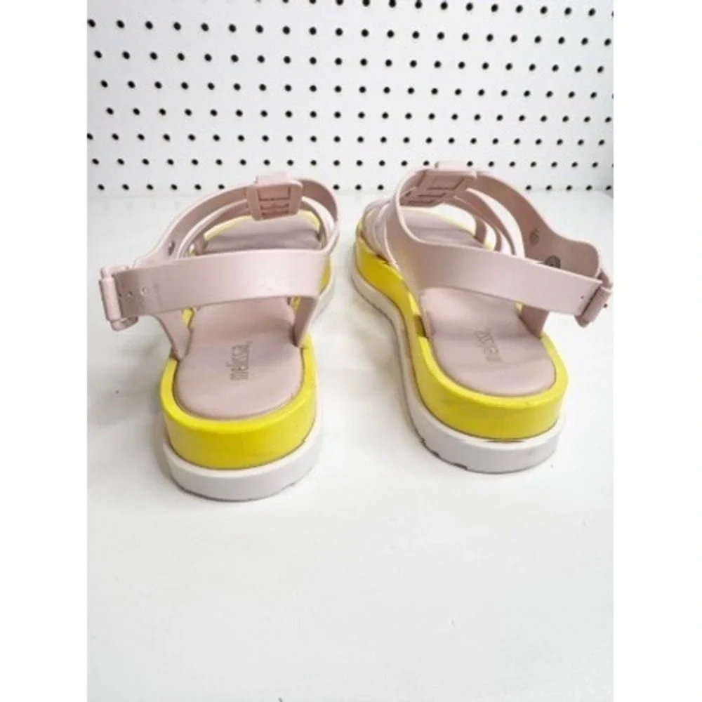 Melissa | Light Pink + Neon Yellow Platform Gladiator Jelly Sandals Women Size 7